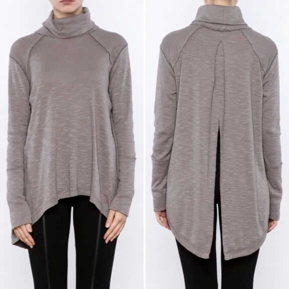 Free People Tops - Free People Turtleneck Split Back Raw Hem Thermal